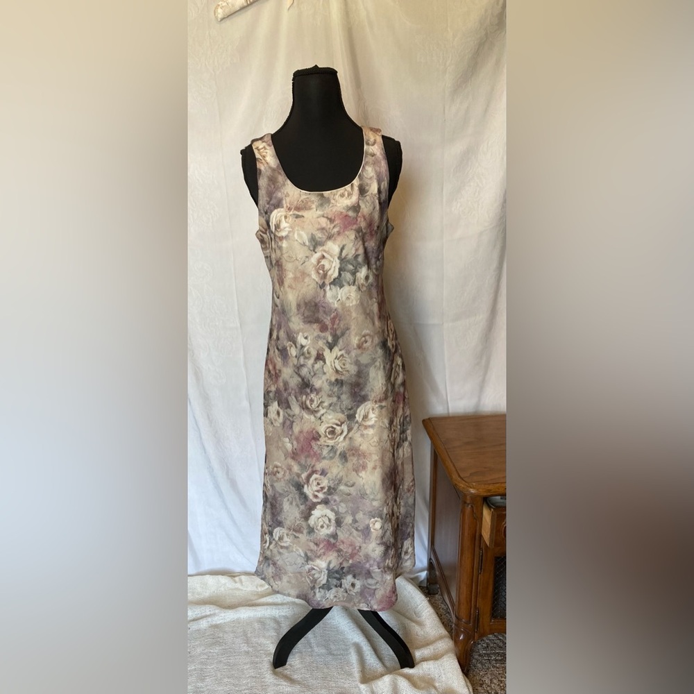 Vintage Connected Apparel Womens 10 Y2K Crinkle Fabric Sleeveless Floral Dress